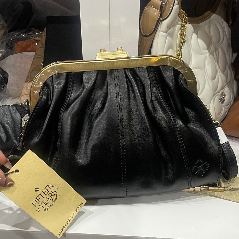 Patricia Nash Never used Black Leather Frame Clutch